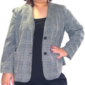 Talbots Black and white plaid blazer size 16
